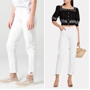 AGOLDE Toni Mid Rise Straight Leg Distressed White Glowed Jeans Size 27